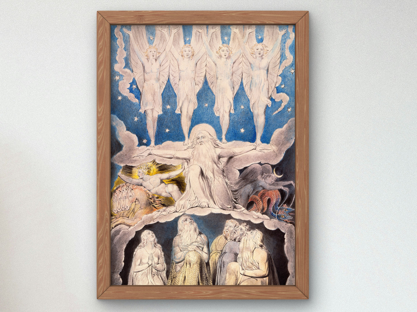When the Morning Stars Sang Together by William Blake 1805, Wall Art Print, Fine Art Reproduction, Museum Quality Decor, Poster