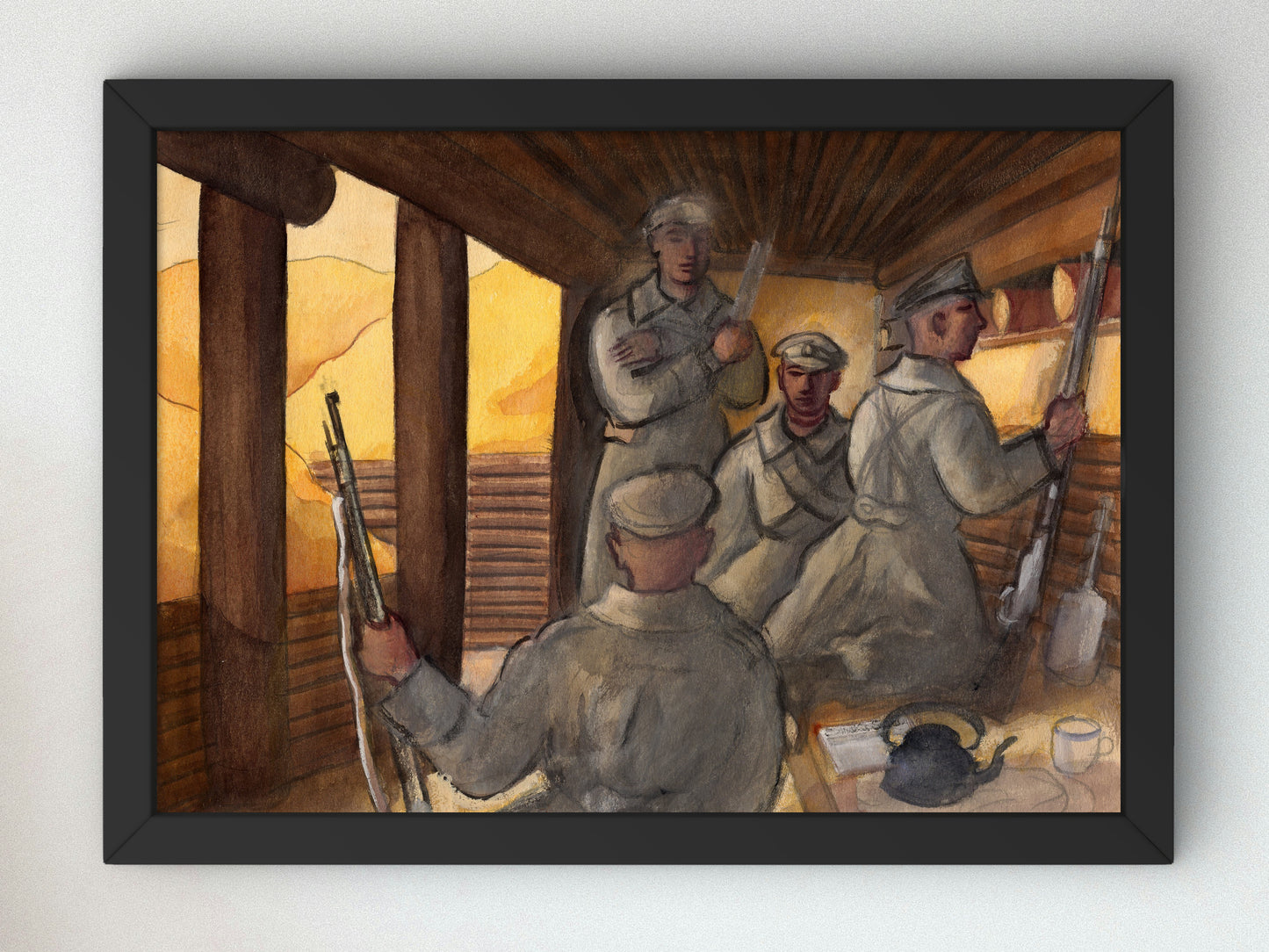 On the First Line by Jāzeps Grosvalds 1916, Wall Art Print, Fine Art Reproduction, Museum Quality Decor, Poster