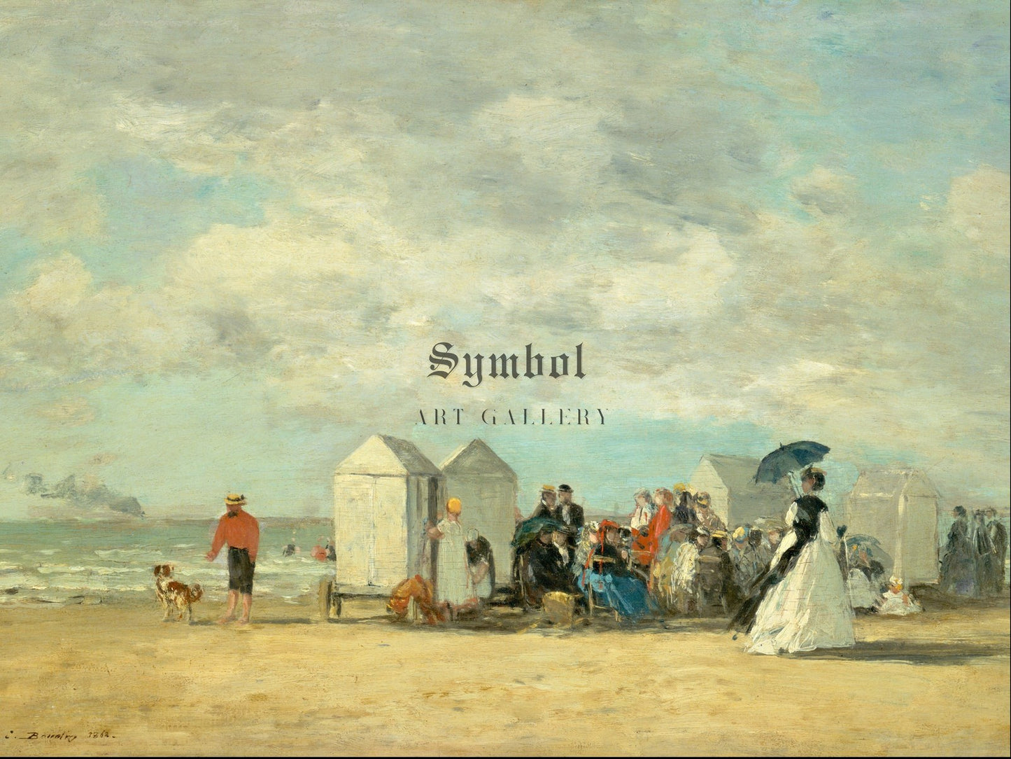 Beach Scene by Eugène Boudin 1862, Wall Art Print, Fine Art Reproduction, Museum Quality Decor, Poster