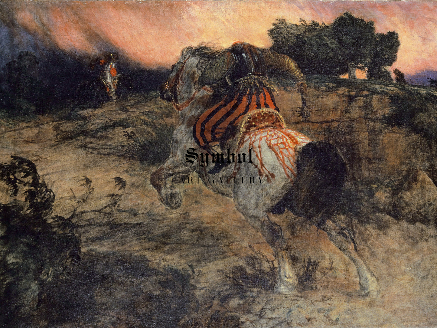 Astolf Riding Away with the Head of Orill by Arnold Böcklin 1873, Wall Art Print, Fine Art Reproduction, Museum Quality Decor, Poster