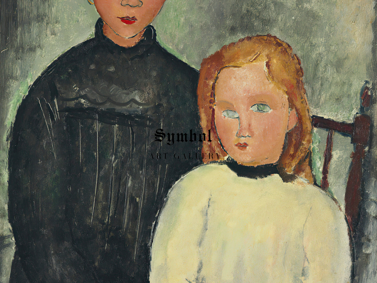 The Two Girls by Amedeo Modigliani 1918, Wall Art Print, Fine Art Reproduction, Museum Quality Decor, Poster