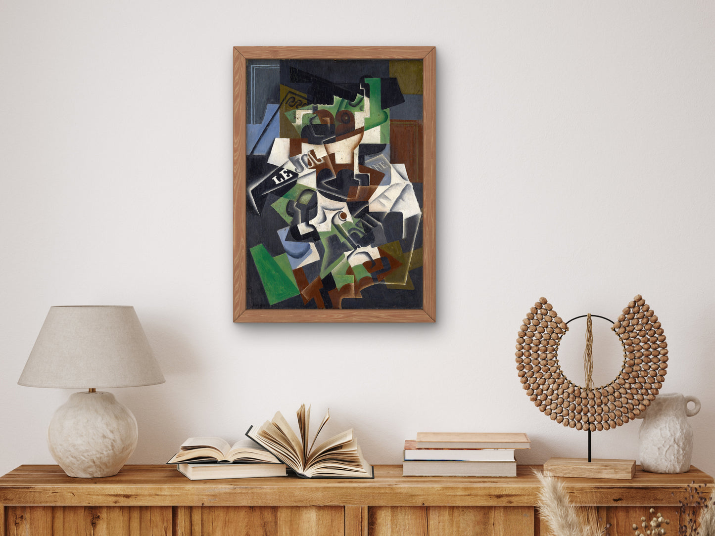 Fruit Bowl, Pipe and Newspaper by Juan Gris 1917, Wall Art Print, Fine Art Reproduction, Museum Quality Decor, Poster