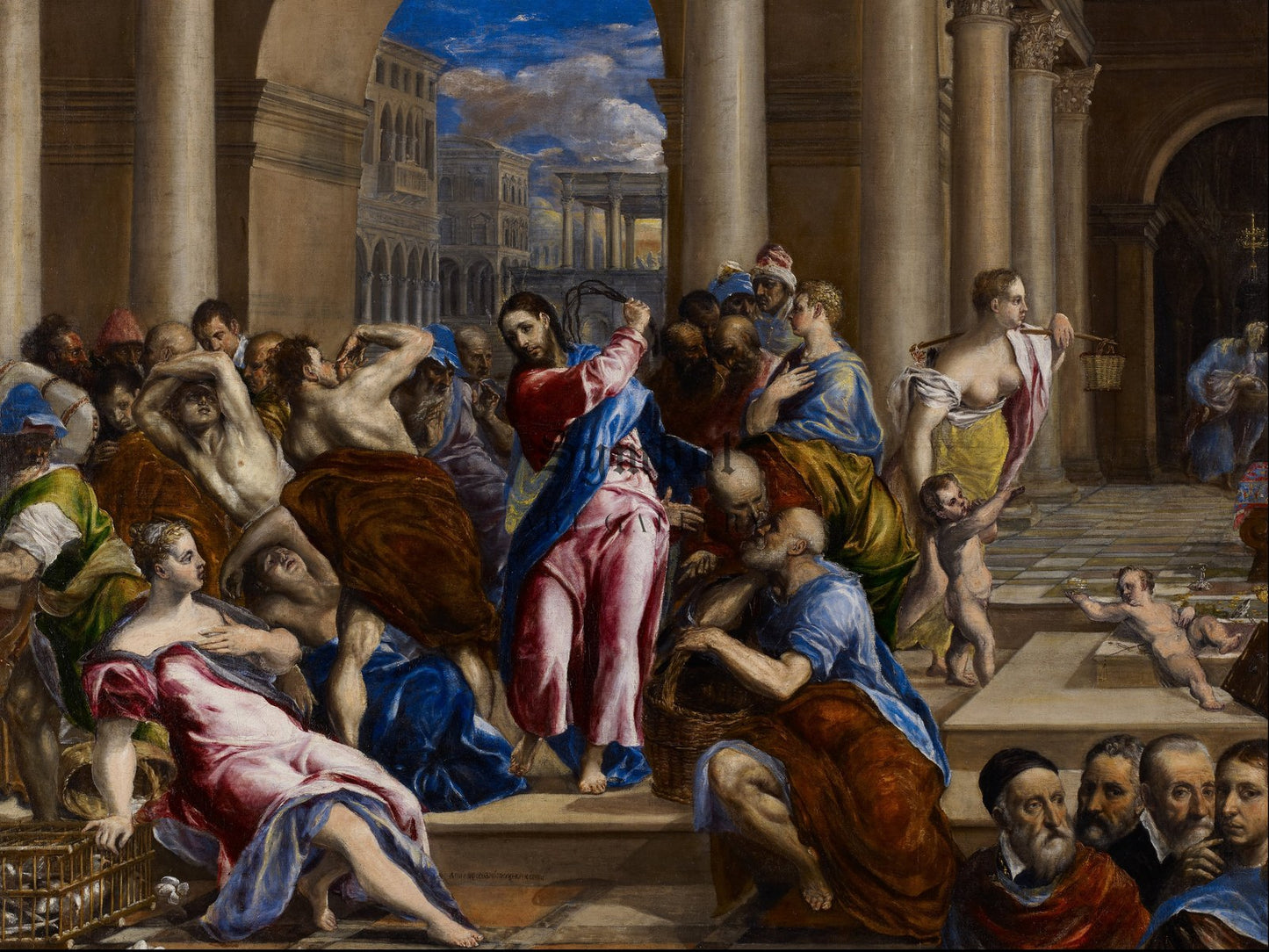 Christ Driving the Money Changers from the Temple by El Greco 1560, Wall Art Print, Fine Art Reproduction, Museum Quality Decor, Poster