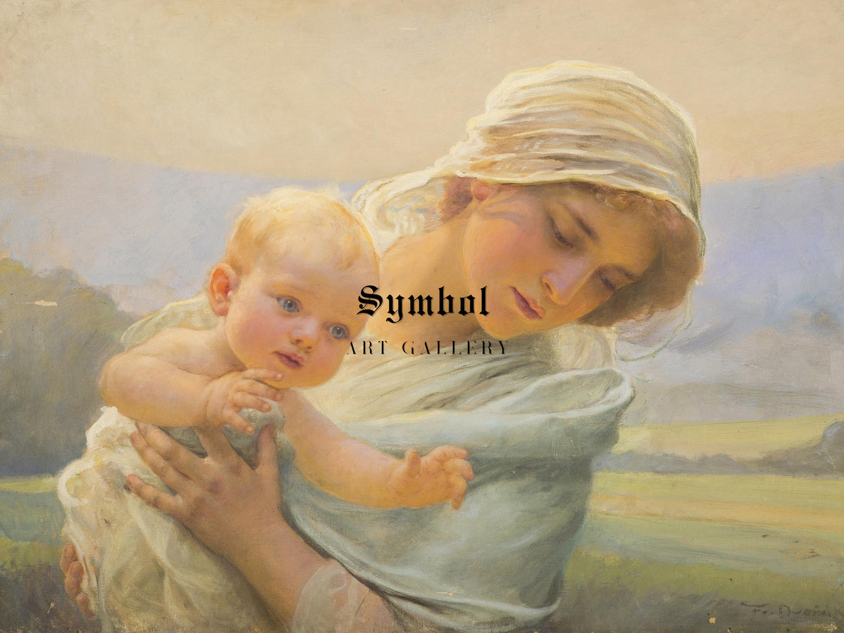 Mother with a Child by František Dvořák, Wall Art Print, Fine Art Reproduction, Museum Quality Decor, Poster