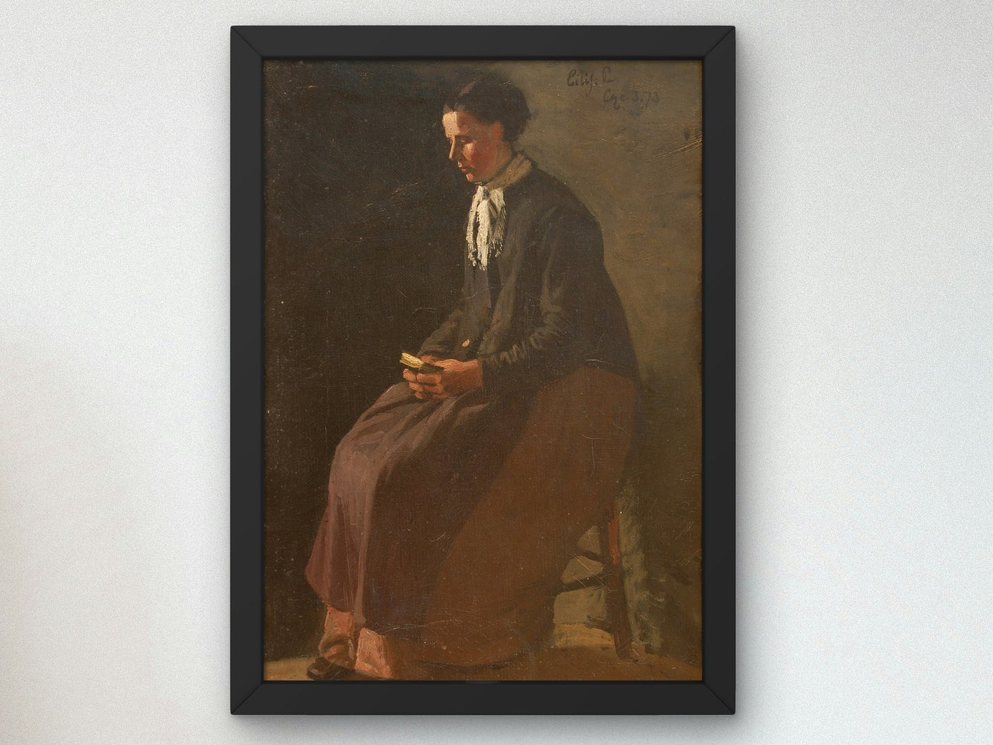 Seated Woman by Eilif Peterssen 1873, Wall Art Print, Fine Art Reproduction, Museum Quality Decor, Poster