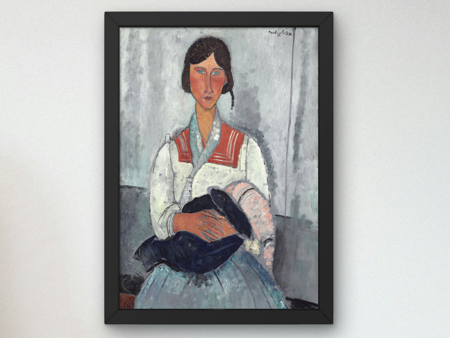 Gypsy Woman with Baby by Amedeo Modigliani 1919, Wall Art Print, Fine Art Reproduction, Museum Quality Decor, Poster