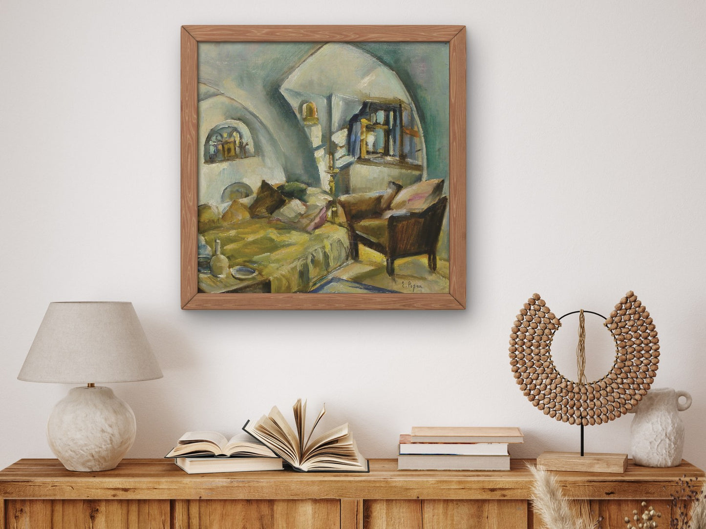 Interior by Elena Popea 1920, Wall Art Print, Fine Art Reproduction, Museum Quality Decor, Poster