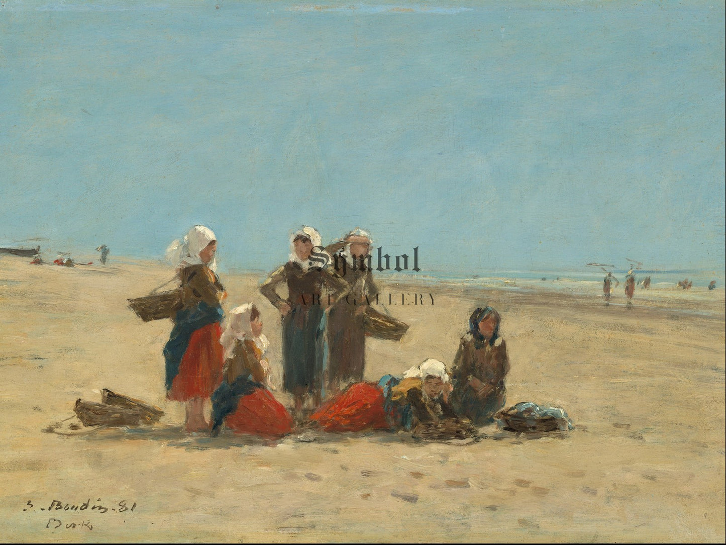 Women on the Beach at Berck by Eugène Boudin 1881, Wall Art Print, Fine Art Reproduction, Museum Quality Decor, Poster