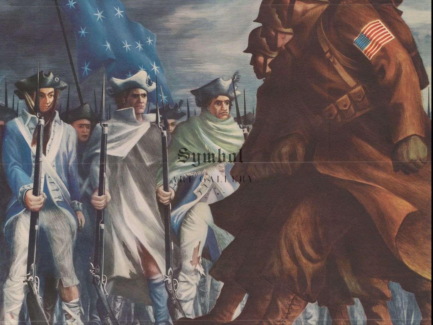 Americans Will Always Fight for Liberty by Bernard Perlin 1943, Wall Art Print, Fine Art Reproduction, Museum Quality Decor, Poster