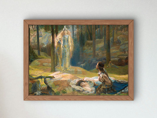 Brynhild Discovering Sieglind and Sigmund by Gaston Bussière 1894, Wall Art Print, Fine Art Reproduction, Museum Quality Decor, Poster