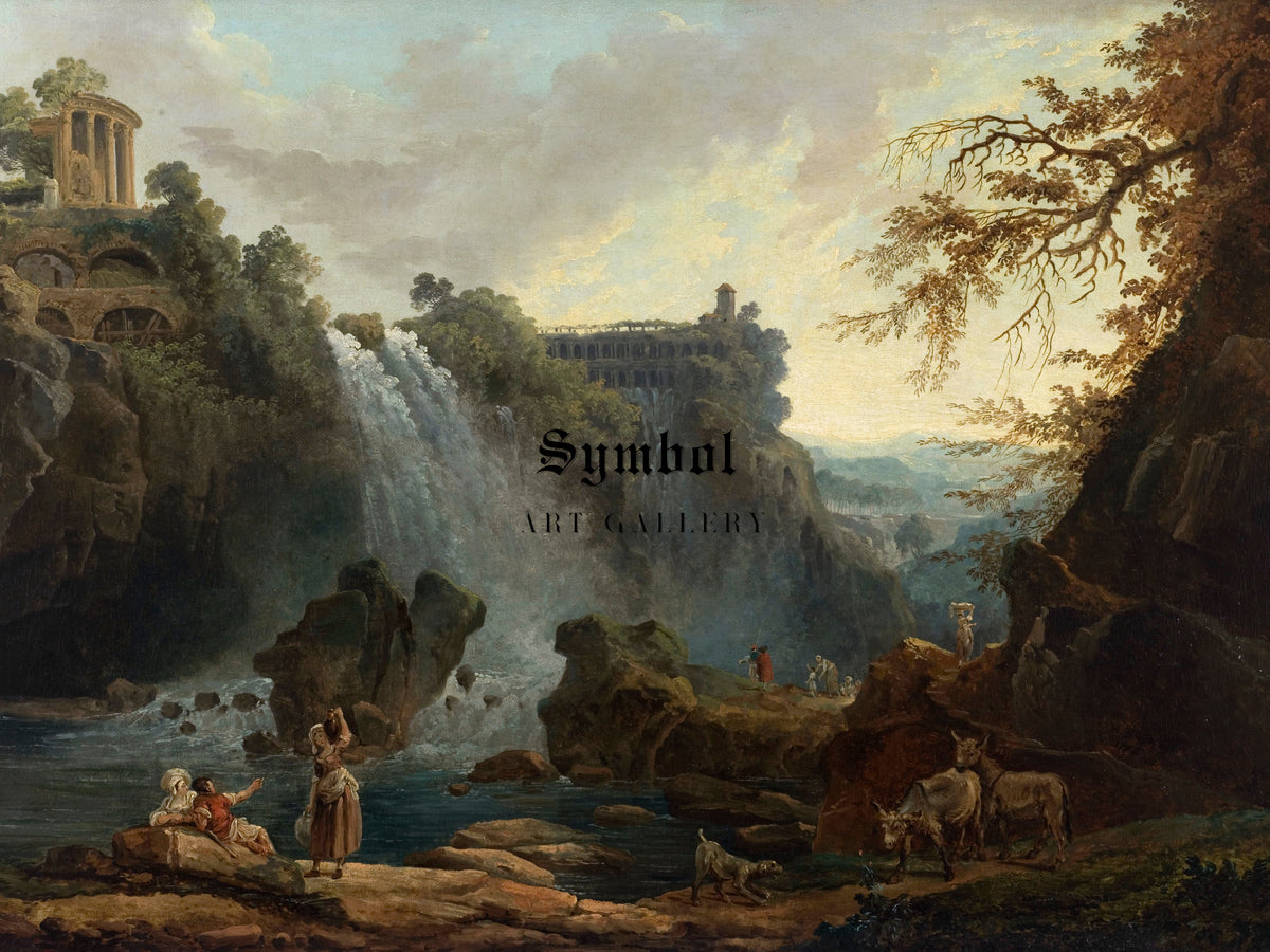 Les Cascatelles de Tivoli by Hubert Robert 1776, Wall Art Print, Fine Art Reproduction, Museum Quality Decor, Poster