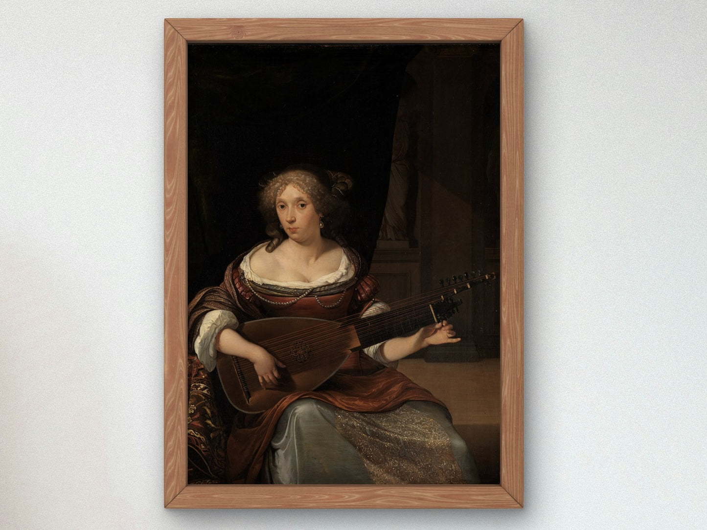 The Lute Player by Eglon van der Neer 1677, Wall Art Print, Fine Art Reproduction, Museum Quality Decor, Poster