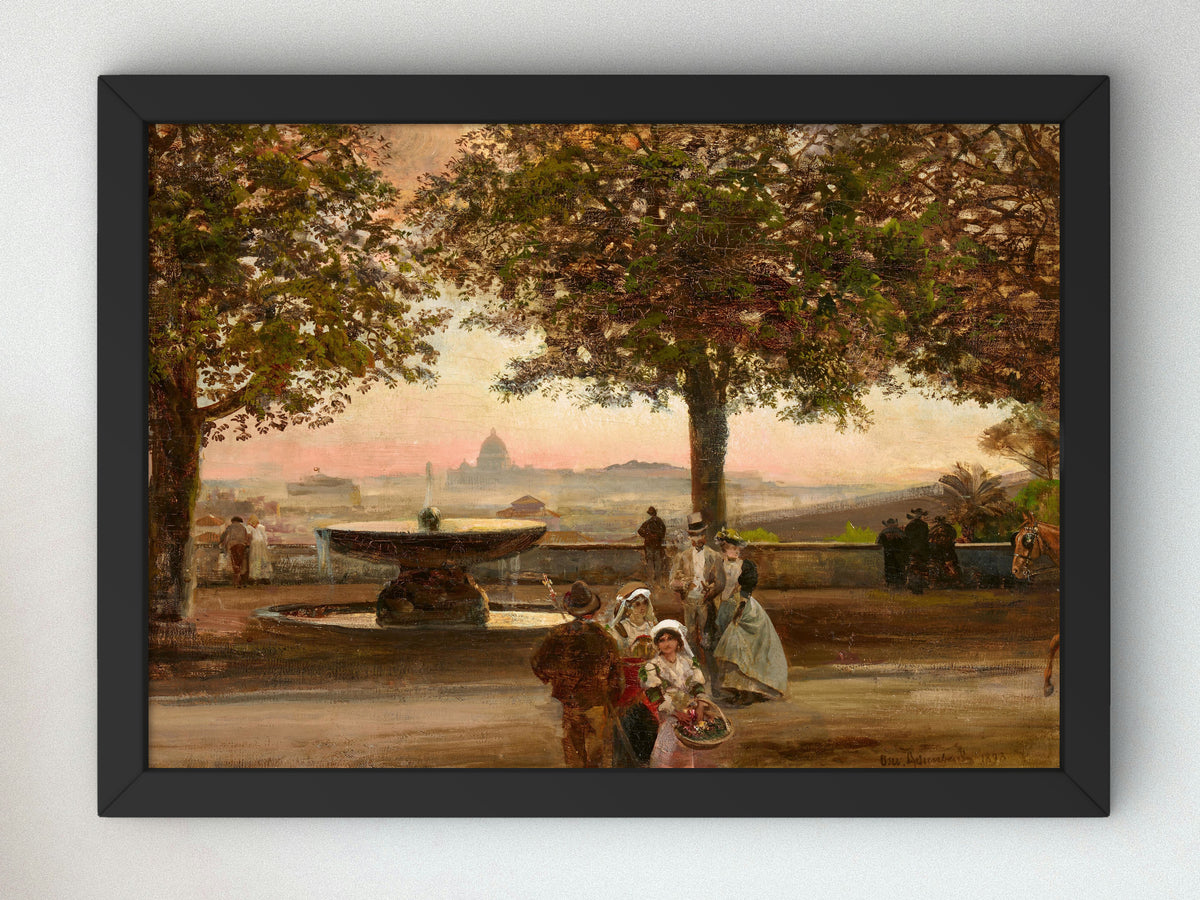 View of Rome from the Villa Medici by Oswald Achenbach 1893, Wall Art Print, Fine Art Reproduction, Museum Quality Decor, Poster