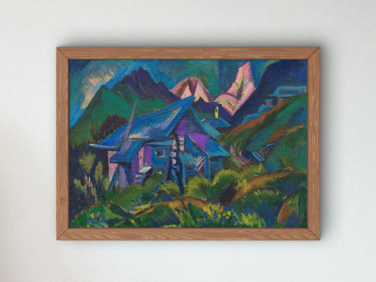 Alpine Huts and Tinzenhorn by Ernst Ludwig Kirchner 1919, Wall Art Print, Fine Art Reproduction, Museum Quality Decor, Poster