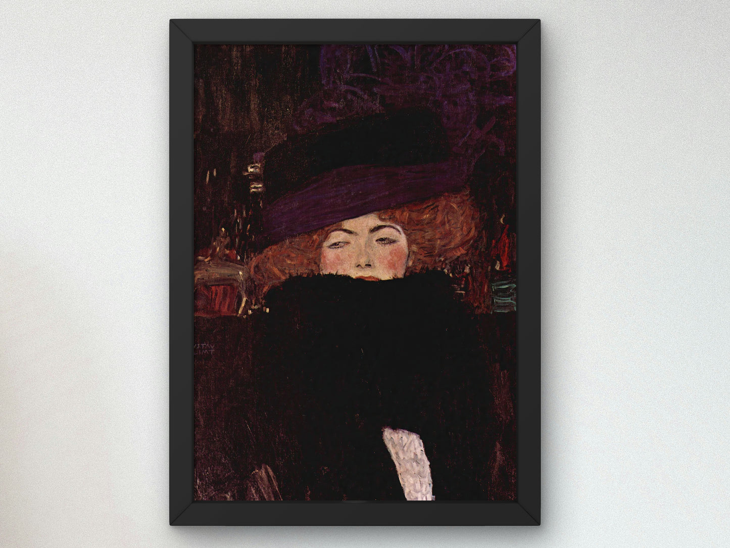 Lady with Hat and Feather Boa by Gustav Klimt 1909, Wall Art Print, Fine Art Reproduction, Museum Quality Decor, Poster