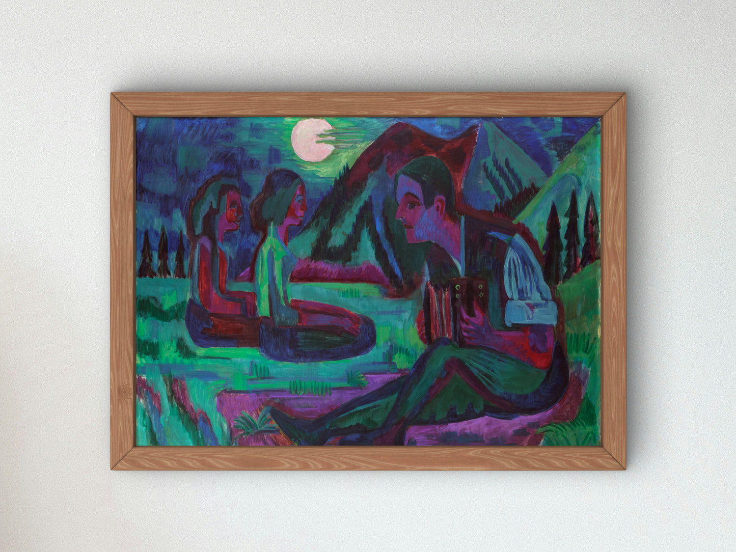 Accordion Player by Moonlight by Ernst Ludwig Kirchner 1924, Wall Art Print, Fine Art Reproduction, Museum Quality Decor, Poster