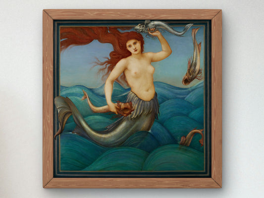 A Sea Nymph by Edward Coley Burne Jones 1881, Wall Art Print, Fine Art Reproduction, Museum Quality Decor, Poster