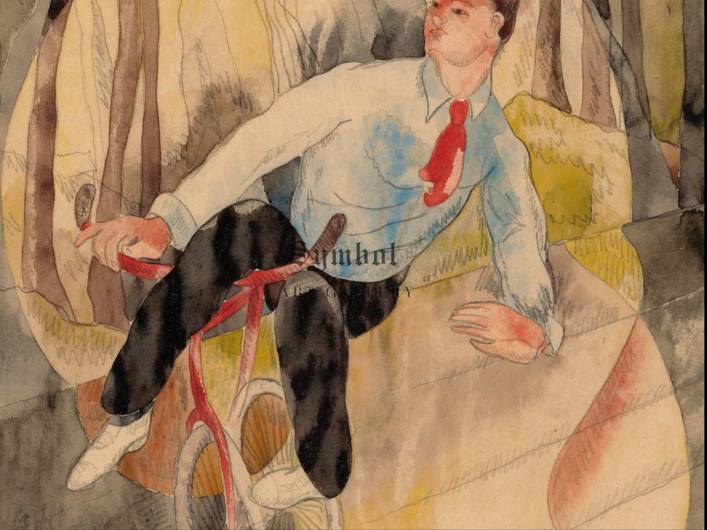 In Vaudeville, the Bicycle Rider by Charles Demuth 1919, Wall Art Print, Fine Art Reproduction, Museum Quality Decor, Poster
