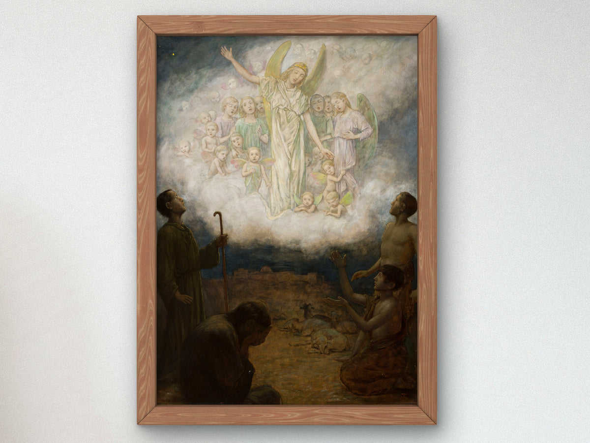 Annunciation to the Shepherds by Hans Thoma 1906, Wall Art Print, Fine Art Reproduction, Museum Quality Decor, Poster