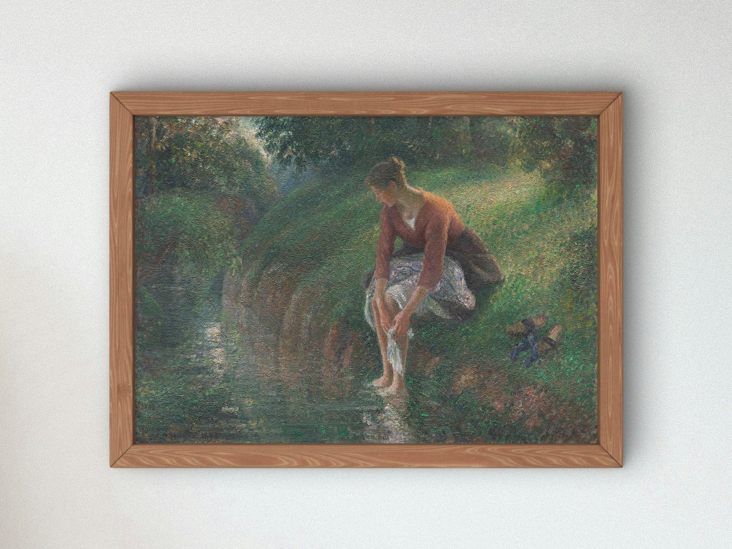 Woman Bathing Her Feet in a Brook by Camille Pissarro 1895, Wall Art Print, Fine Art Reproduction, Museum Quality Decor, Poster