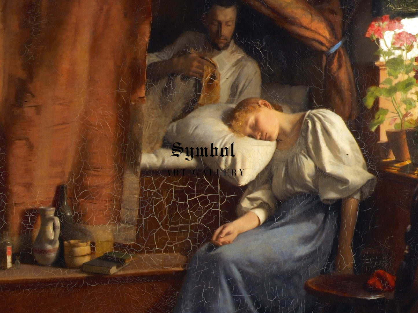 At the Sickbed by Alexander Rothaug 1890, Wall Art Print, Fine Art Reproduction, Museum Quality Decor, Poster