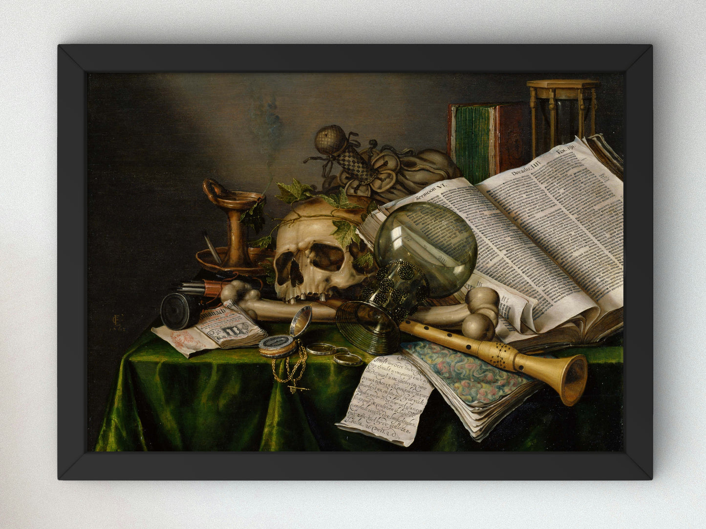 Vanitas Still Life with Books and Manuscripts and a Skull by Edwaert Collier 1663, Wall Art Print, Fine Art Reproduction, Museum Quality