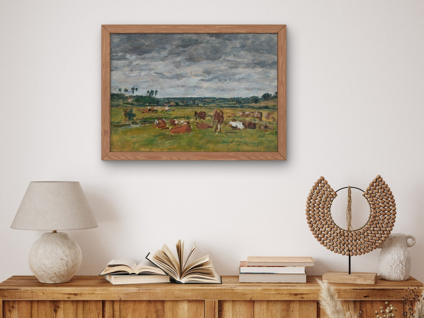 Landscape with Cows by Eugène Boudin 1881, Wall Art Print, Fine Art Reproduction, Museum Quality Decor, Poster