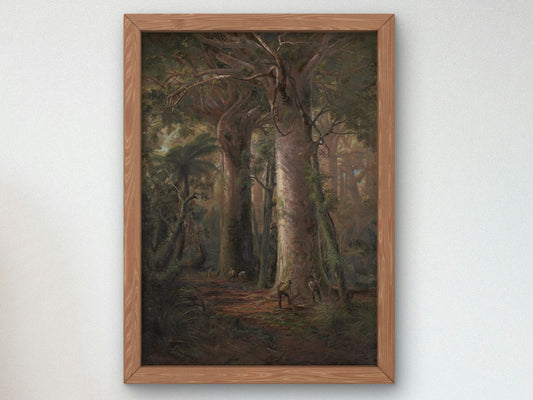 Scene of Kauri Bush Gumdiggers at Work by Charles Blomfield 1892, Wall Art Print, Fine Art Reproduction, Museum Quality Decor, Poster