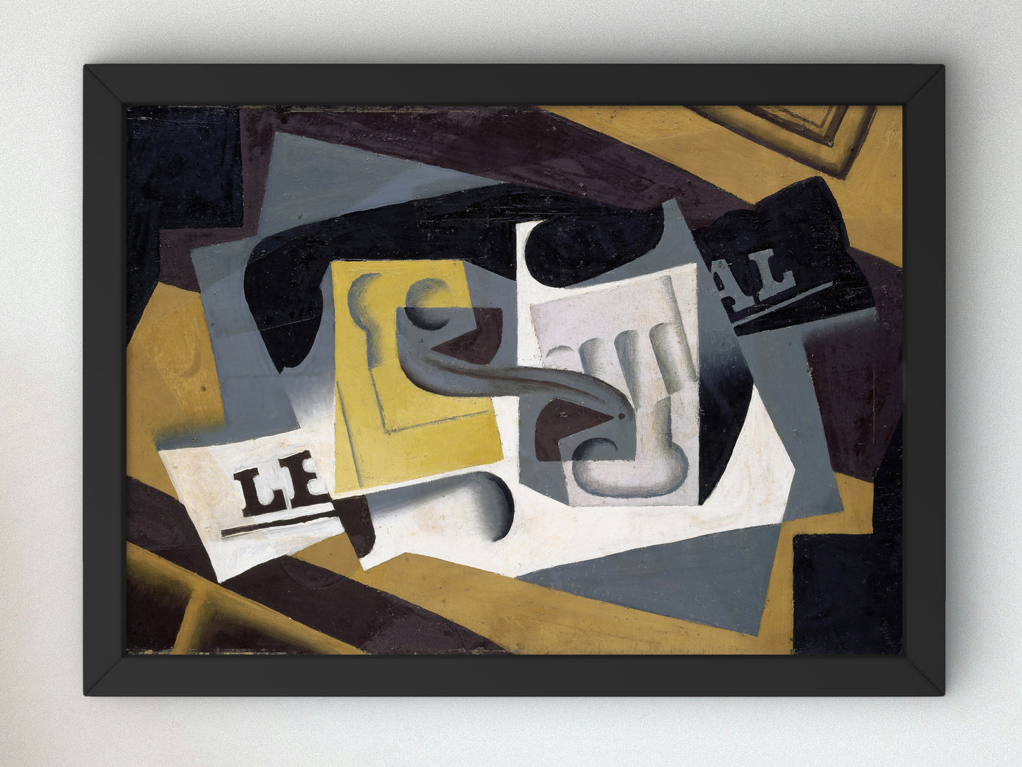 Glass and Newspaper by Juan Gris 1917, Wall Art Print, Fine Art Reproduction, Museum Quality Decor, Poster