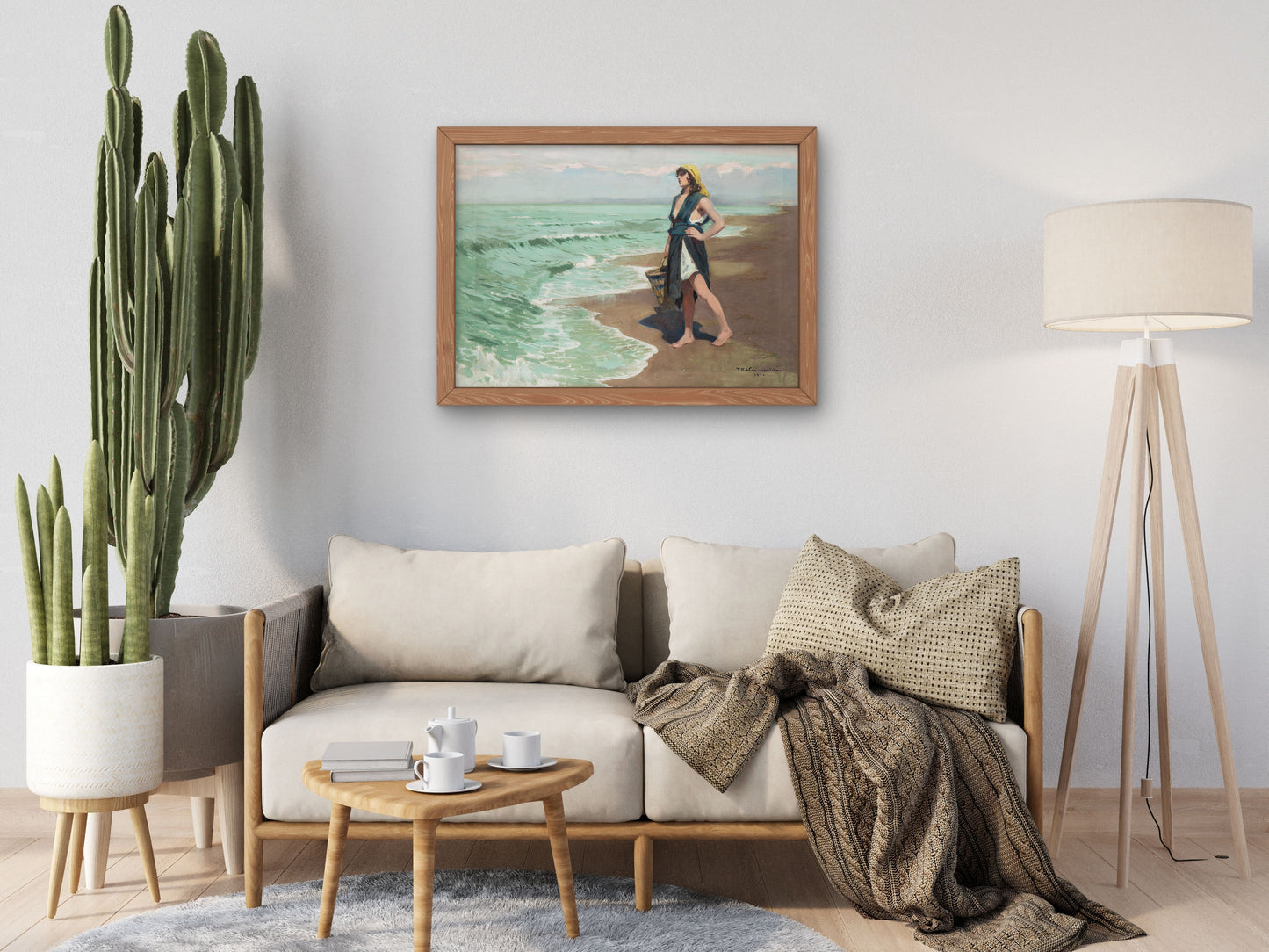 Girl Waiting for the Fisherman by Feliks Michał Wygrzywalski 1922, Wall Art Print, Fine Art Reproduction, Museum Quality Decor, Poster