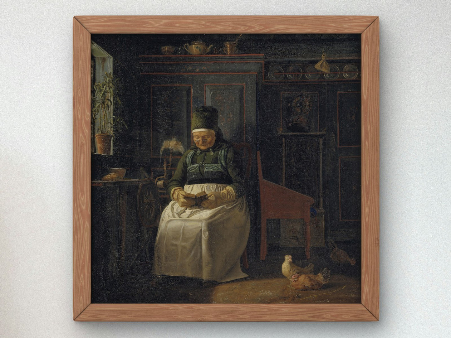 Christmas Morning in a Farmhouse by Christen Dalsgaard 1843, Wall Art Print, Fine Art Reproduction, Museum Quality Decor, Poster