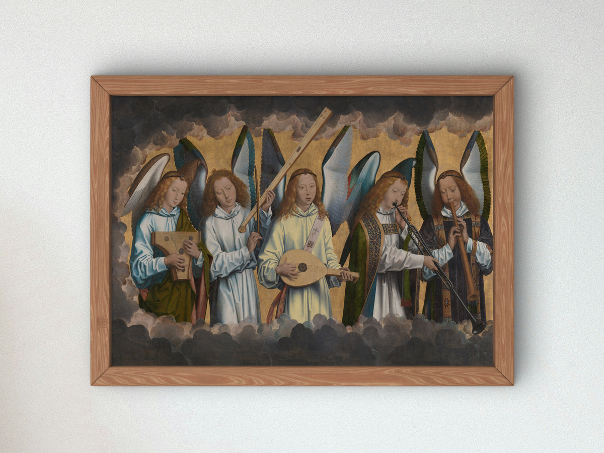 Music Making Angels by Hans Memling 1483, Wall Art Print, Fine Art Reproduction, Museum Quality Decor, Poster