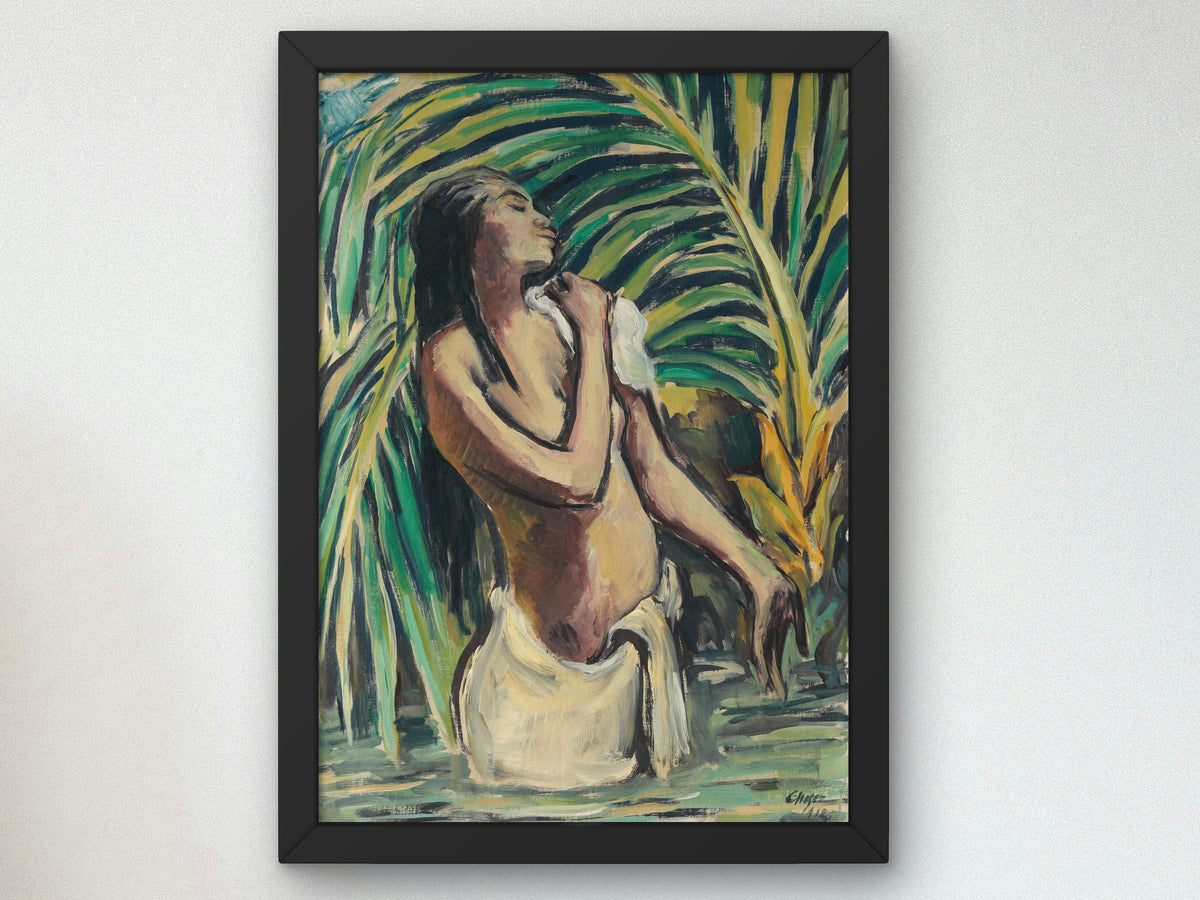 Bathing Hindu Girl by Karl Hofer 1913, Wall Art Print, Fine Art Reproduction, Museum Quality Decor, Poster