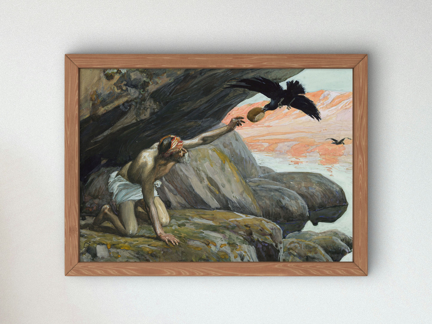 Elijah Fed by the Ravens by James Tissot 1896, Wall Art Print, Fine Art Reproduction, Museum Quality Decor, Poster