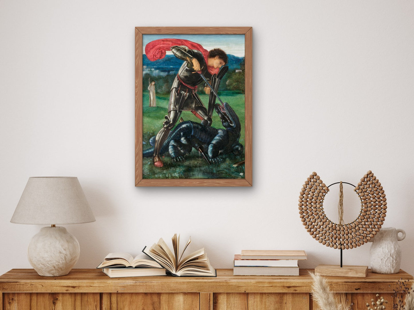 Saint George and the Dragon by Edward Burne Jones 1868, Wall Art Print, Fine Art Reproduction, Museum Quality Decor, Poster