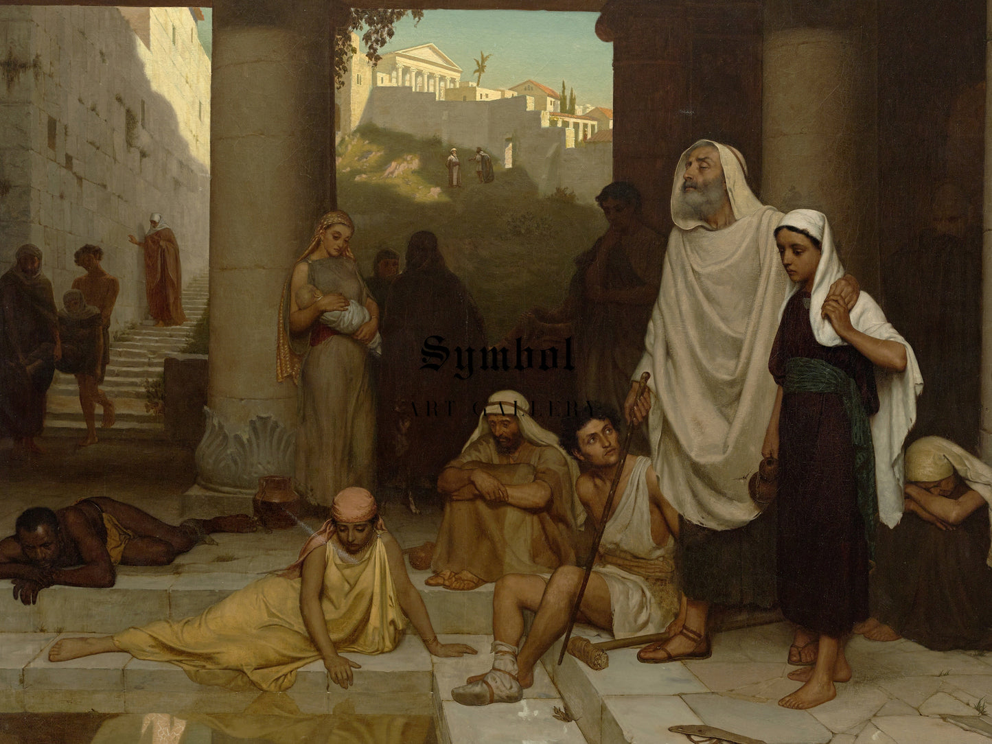 The Blind Man at the Pool of Siloam by Edmund Blair Leighton 1879, Wall Art Print, Fine Art Reproduction, Museum Quality Decor, Poster