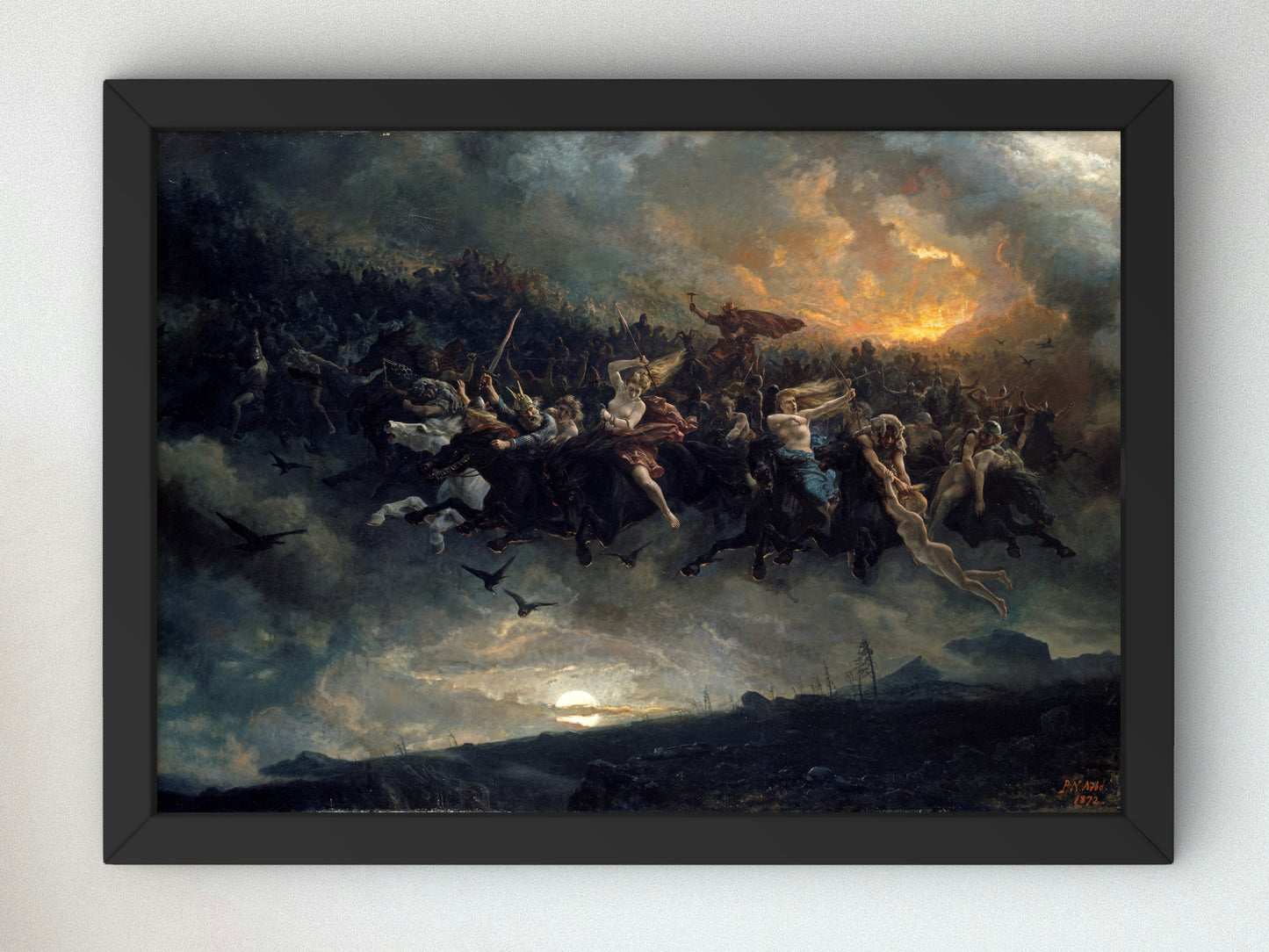 Odin's Wild Hunt by Peter Nikolay Arbo 1872, Wall Art Print, Fine Art Reproduction, Museum Quality Decor, Poster