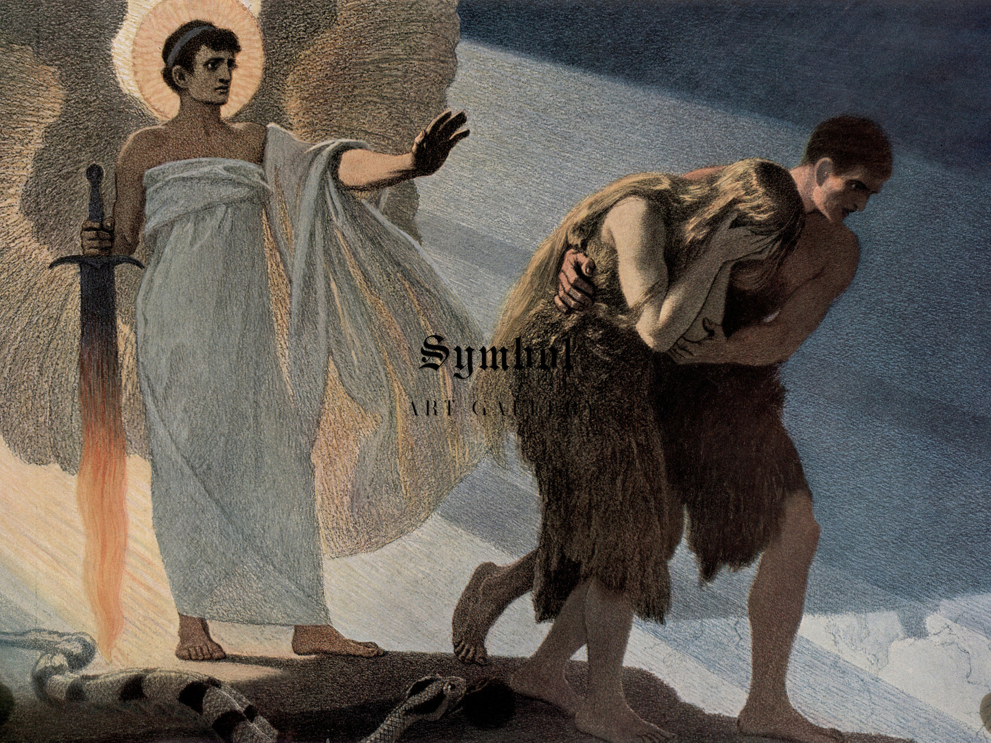 The Expulsion from Paradise by Gebhard Fugel 1911, Wall Art Print, Fine Art Reproduction, Museum Quality Decor, Poster