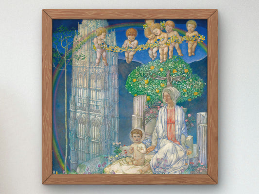Our Lady of Promise by Edward Reginald Frampton, Wall Art Print, Fine Art Reproduction, Museum Quality Decor, Poster