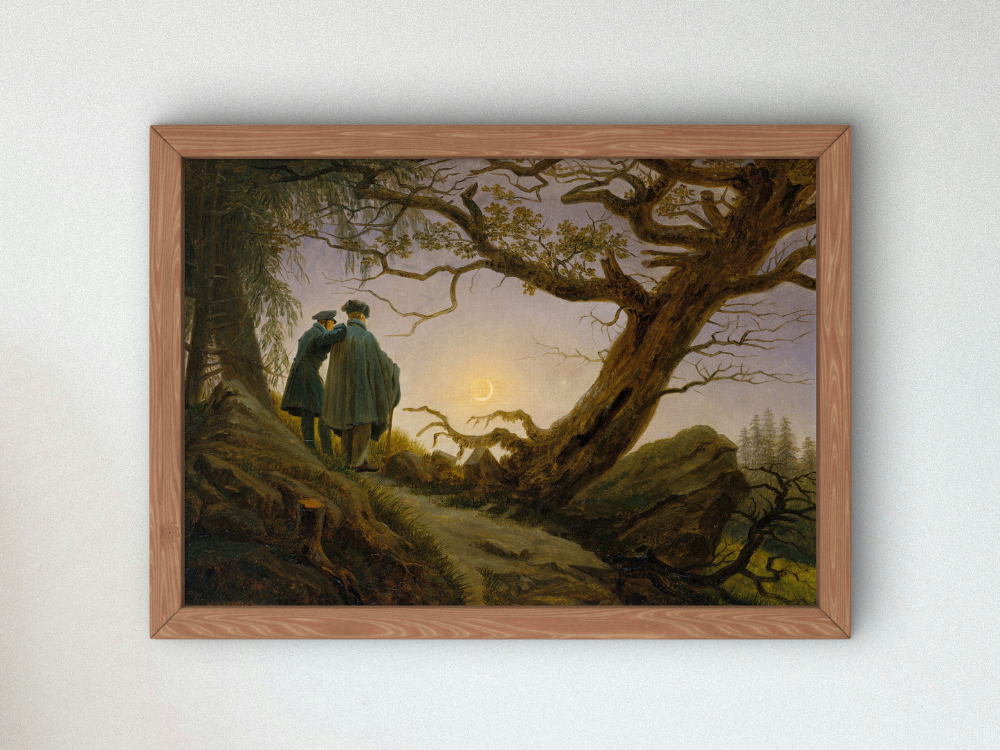 Two Men Contemplating the Moon by Caspar David Friedrich, Wall Art Print, Fine Art Reproduction, Museum Quality Decor, Poster