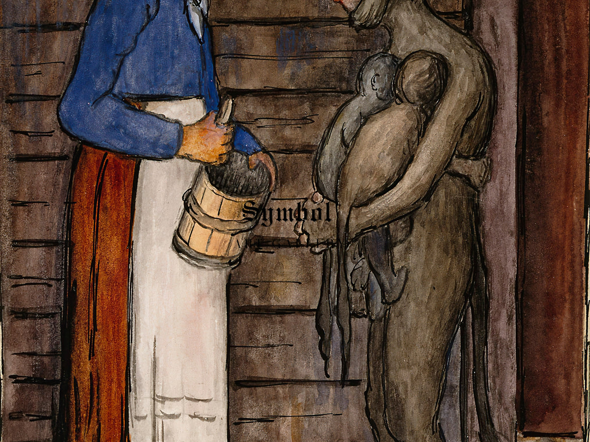 The Farmer's Wife and Poor Devil by Hugo Simberg 1899, Wall Art Print, Fine Art Reproduction, Museum Quality Decor, Poster