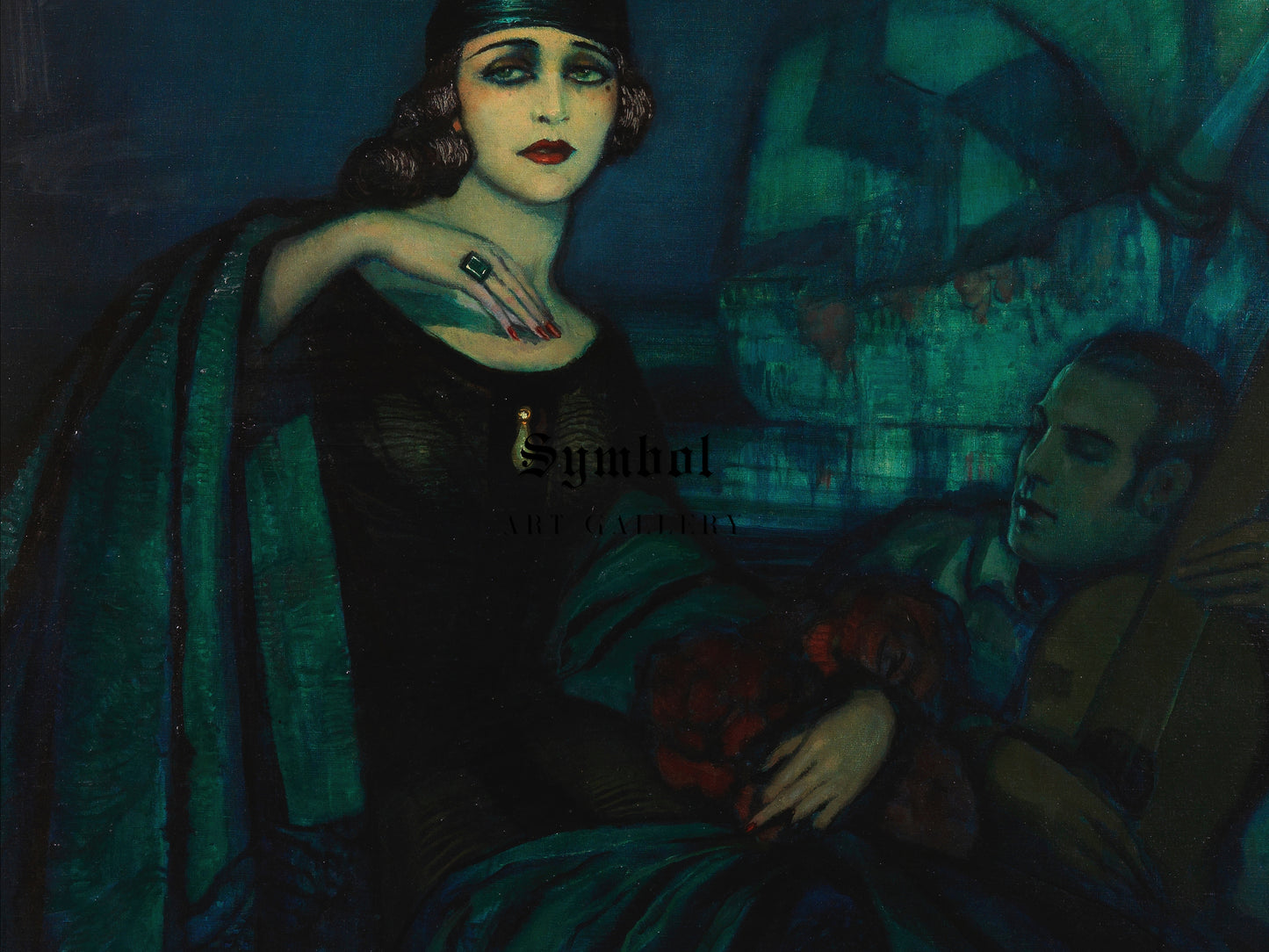 Pola Negri and Rudolph Valentino by Federico Beltrán Massés, Wall Art Print, Fine Art Reproduction, Museum Quality Decor, Poster