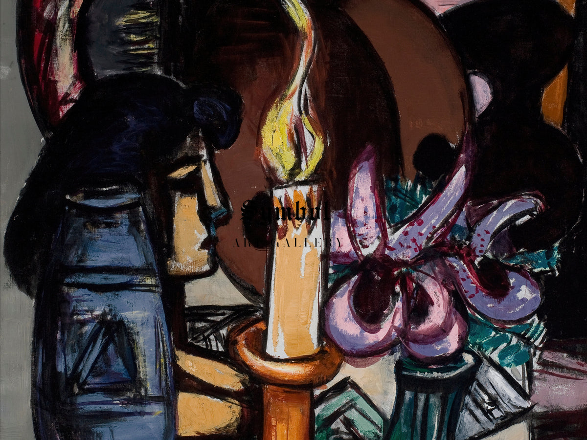 Still Life with Two Large Candles by Max Beckmann 1947, Wall Art Print, Fine Art Reproduction, Museum Quality Decor, Poster