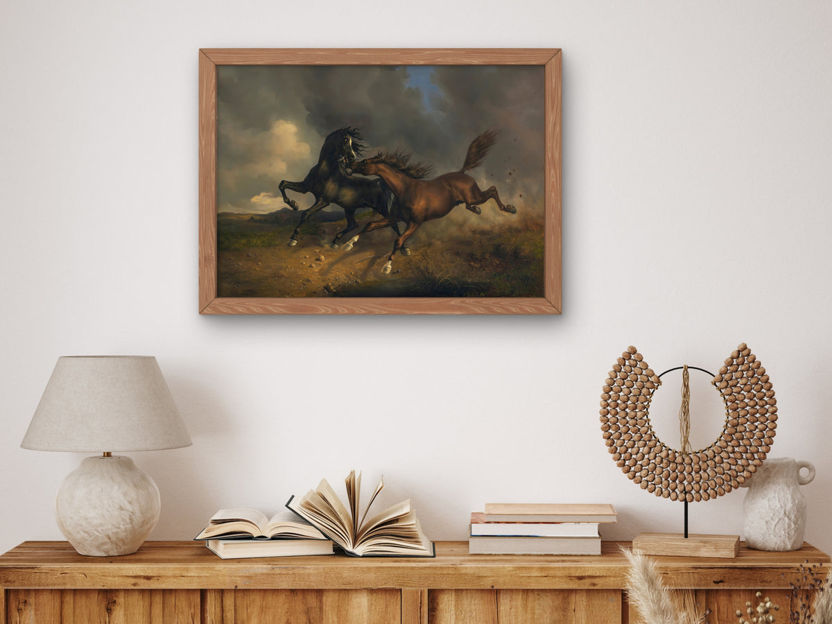 Horses During a Thunderstorm by Johann Rudolf Koller 1846, Wall Art Print, Fine Art Reproduction, Museum Quality Decor, Poster