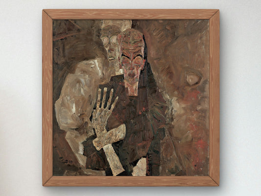 Self Seer II Death and Man by Egon Schiele 1911, Wall Art Print, Fine Art Reproduction, Museum Quality Decor, Poster