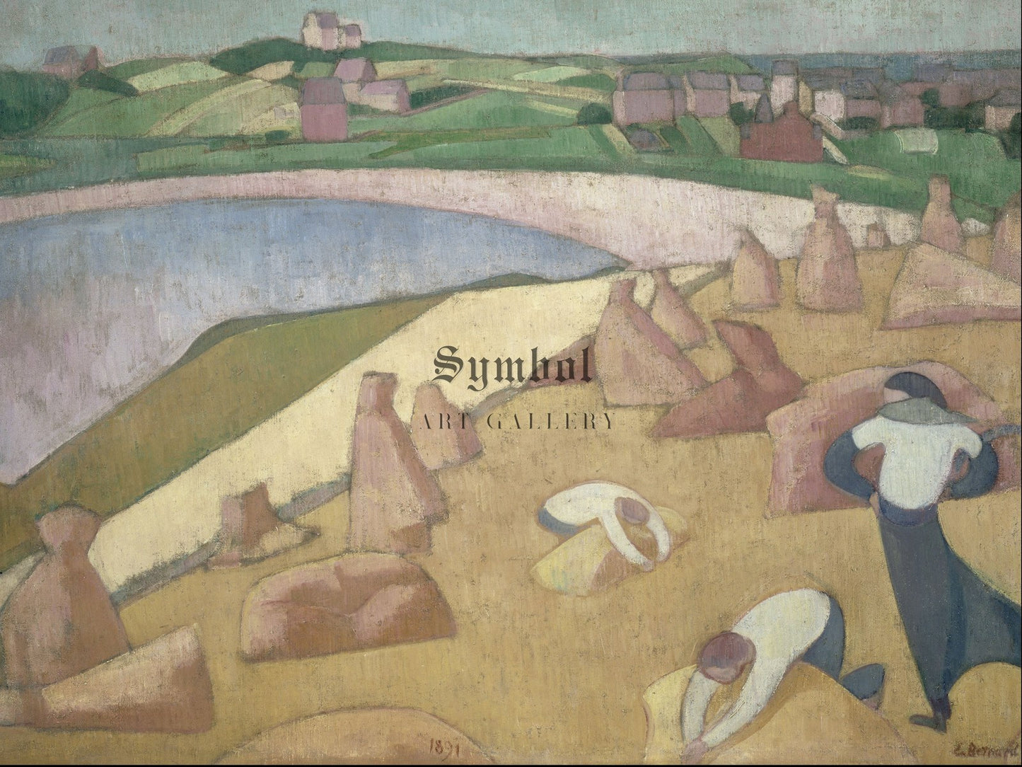 Harvest by the Sea by Émile Bernard 1891, Wall Art Print, Fine Art Reproduction, Museum Quality Decor, Poster
