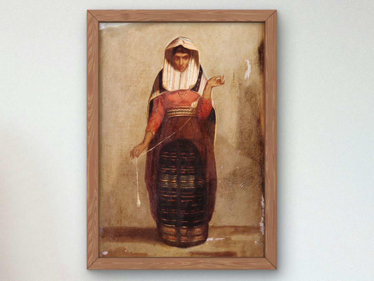 The Spinner by Francisco Laso 1849, Wall Art Print, Fine Art Reproduction, Museum Quality Decor, Poster