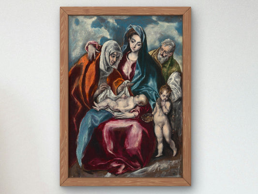 Holy Family with Saint Anne and the Infant John the Baptist by El Greco 1595, Wall Art Print, Fine Art Reproduction, Museum Quality Decor