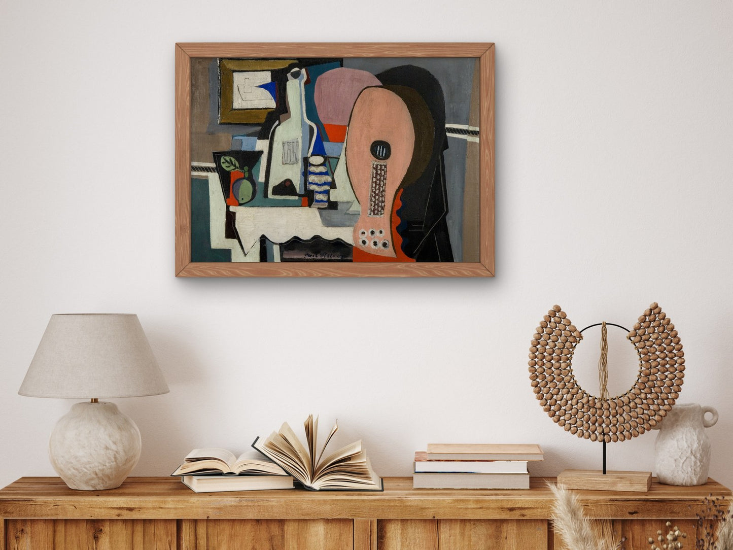Still Life with a Mandolin and a Bottle by Emil Filla 1927, Wall Art Print, Fine Art Reproduction, Museum Quality Decor, Poster