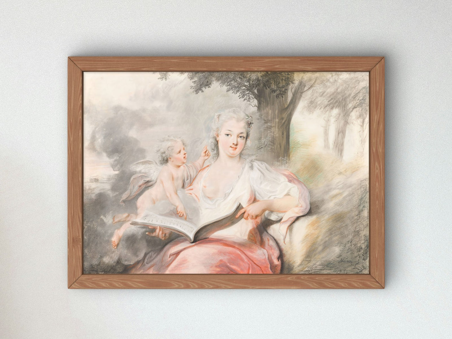 Lady with Cupid and a Songbook by Cornelis Troost 1745, Wall Art Print, Fine Art Reproduction, Museum Quality Decor, Poster